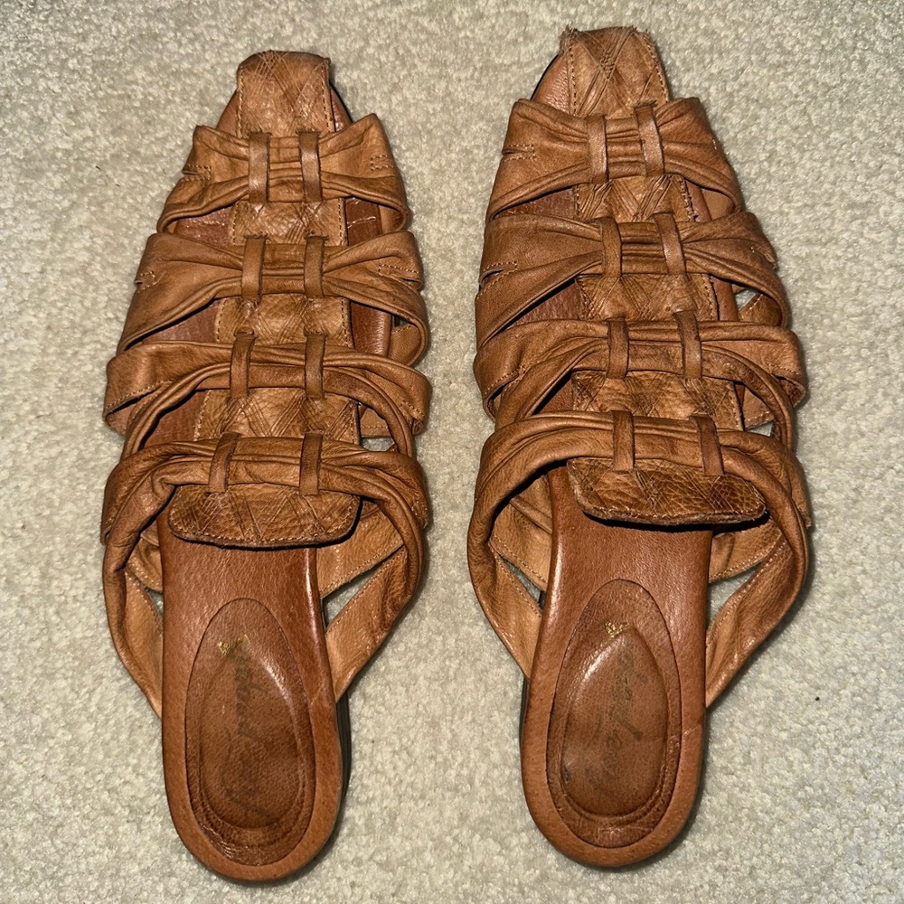 FREE PEOPLE brown leather slip ons